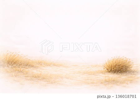 枯草シリーズ：霧の中に浮かぶ枯れ草のシルエット 136018701