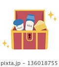 乳製品の当たるキャンペーンの宝箱のイラスト 136018755