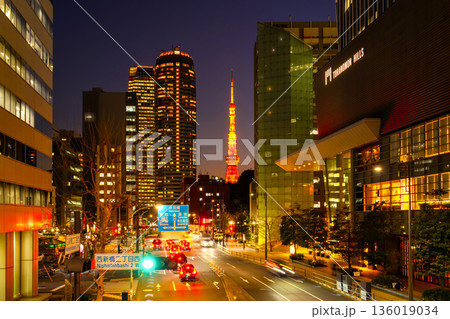 東京夜景 2026・虎ノ門と東京タワー 東京夜景 2026・虎ノ門と東京タワー 136019034