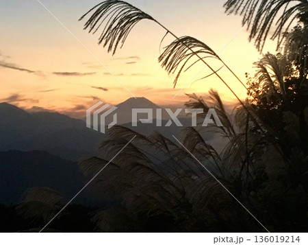 夕焼けに浮かぶ晩秋の富士山 夕焼けに浮かぶ晩秋の富士山 136019214