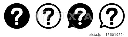 はてなマークのアイコンセット ヘルプ・質問・FAQシンボル モノクロ ベクター素材 はてなマークのアイコンセット ヘルプ・質問・FAQシンボル モノクロ ベクター素材 136019224
