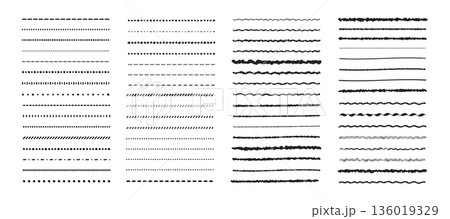 イラスト素材：ライン素材のあしらい　手書きのシンプルでかわいい罫線	 simple hand 136019329