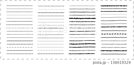 イラスト素材：ライン素材のあしらい　手書きのシンプルでかわいい罫線	 simple hand 136019329