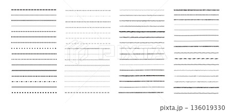 イラスト素材：ライン素材のあしらい　手書きのシンプルでかわいい罫線	 simple hand 136019330