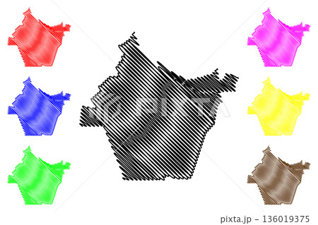 Hilvarenbeek municipality (Kingdom of the Netherlands, Holland, North Brabant or Noord-Brabant province) map vector illustration, scribble sketch map 136019375