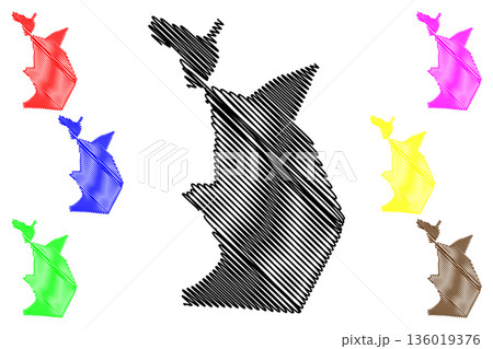 Hilversum city and municipality (Kingdom of the Netherlands, Holland, North Holland or Noord-Holland province) map vector illustration, scribble sketch map 136019376