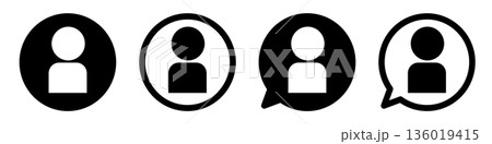 ユーザーのアイコンセット 人物・アカウント・プロフィール表示 モノクロUI素材 136019415
