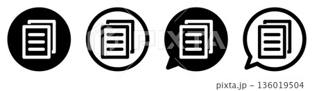 コピーの書類アイコンセット 複製・コピー操作 モノクロUIデザイン素材 136019504