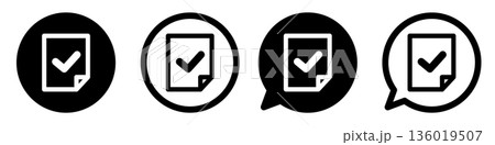 チェック付き書類のアイコン 承認・確認・完了 モノクロUIデザイン素材 チェック付き書類のアイコン 承認・確認・完了 モノクロUIデザイン素材 136019507