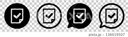 チェック付き書類のアイコン 承認・確認・完了 モノクロUIデザイン素材 チェック付き書類のアイコン 承認・確認・完了 モノクロUIデザイン素材 136019507