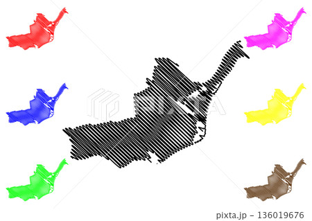 Maasdriel municipality (Kingdom of the Netherlands, Holland, Gelderland or Guelders province) map vector illustration, scribble sketch Maasdriel map 136019676