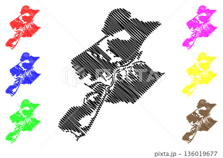 Maasgouw municipality (Kingdom of the Netherlands, Holland, Limburg province) map vector illustration, scribble sketch Maasgouw map 136019677