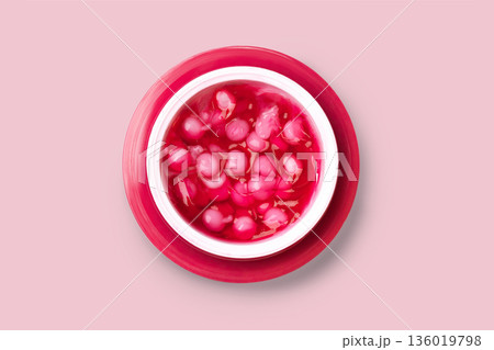 New pink popular Niacinamide Capsule face Cream in jar, tube isolated on pink background photo 136019798
