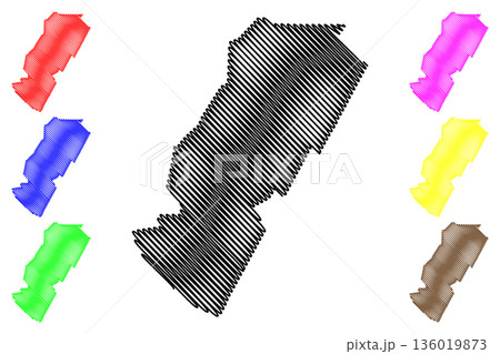 Pekela municipality (Kingdom of the Netherlands, Holland, Groningen, Grunn or Grinslan province) map vector illustration, scribble sketch Pekela map 136019873