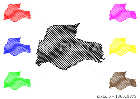 Renkum municipality (Kingdom of the Netherlands, Holland, Gelderland or Guelders province) map vector illustration, scribble sketch Renkum map 136019879