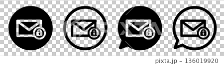 鍵付きメールのアイコン セキュリティ・保護・機密情報を表すUIデザイン 136019920