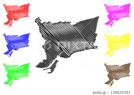 Wageningen municipality (Kingdom of the Netherlands, Holland, Gelderland or Guelders province) map vector illustration, scribble sketch Wageningen map 136020381