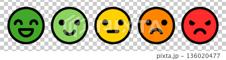 5-level rating facial expression icon set (colored, satisfaction, emotion level) 5-level rating facial expression icon set (colored, satisfaction, emotion level) 136020477