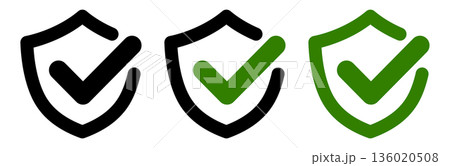 盾とチェックマークのアイコン（セキュリティ・安全・承認） 136020508