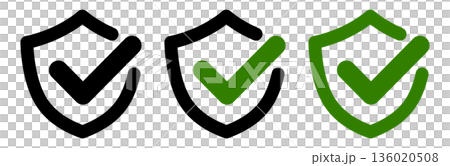 盾とチェックマークのアイコン（セキュリティ・安全・承認） 136020508
