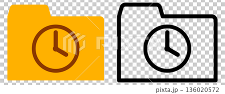 Folder icon with clock (deadline, history, schedule management) Folder icon with clock (deadline, history, schedule management) 136020572