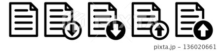書類のアップロードとダウンロードのアイコンセット 書類のアップロードとダウンロードのアイコンセット 136020661