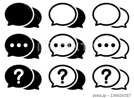 吹き出しアイコンのセット(会話・メッセージ・質問・コメント) 吹き出しアイコンのセット(会話・メッセージ・質問・コメント) 136020787