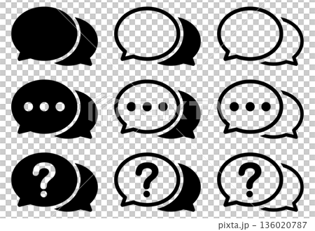 吹き出しアイコンのセット(会話・メッセージ・質問・コメント) 吹き出しアイコンのセット(会話・メッセージ・質問・コメント) 136020787