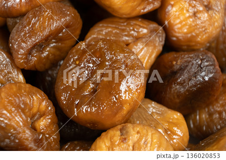 Macro Texture of Dried Figs, Lots of Figs, Fruit Background Macro Texture of Dried Figs, Lots of Figs, Fruit Background 136020853