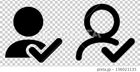 Person approval icon | Simple UI material indicating user confirmation and registration completion 136021135