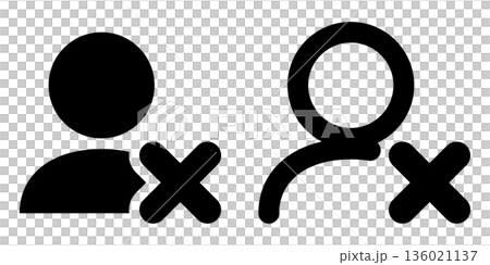 User deletion icon | Simple UI material with person and cross mark User deletion icon | Simple UI material with person and cross mark 136021137