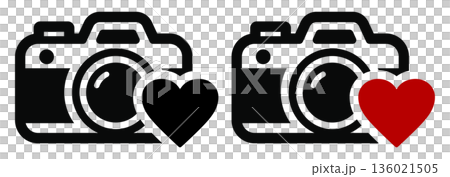 Camera and heart icon for favorite photos | Symbol of like and affection 136021505