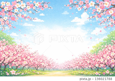 桜 青空 満開 春 ベクター 桜 青空 満開 春 ベクター 136021788