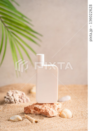 Sunblock or sunscreen in cosmetic tube 136022628