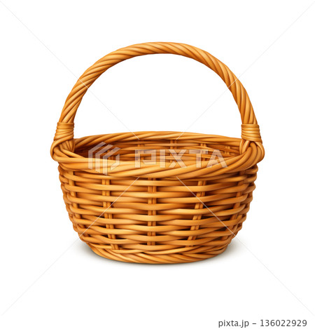Realistic Rattan Wicker Basket Isolated 136022929
