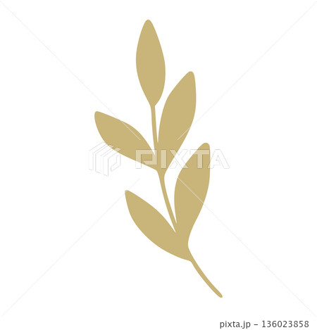 Christmas festive gold branch with leaves illustration Christmas festive gold branch with leaves illustration 136023858