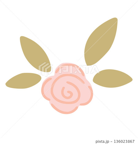 Pink flower with gold leaves decorating isolated background 136023867