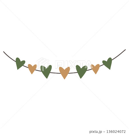 Heart garland creating festive holiday decoration element Heart garland creating festive holiday decoration element 136024072