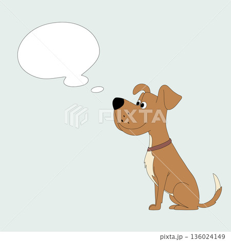 Cartoon dog thinking with empty thought bubble Cartoon dog thinking with empty thought bubble 136024149