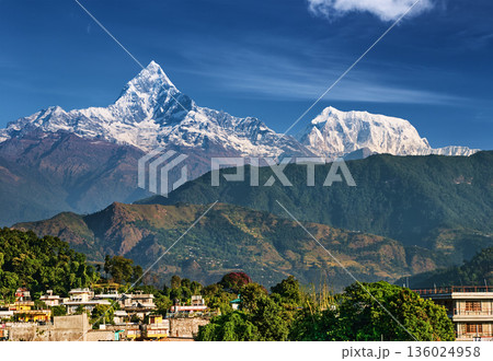 Annapurna range, view from Pokhara, Nepal 136024958