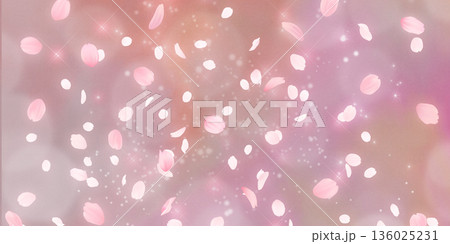 花びら舞い散る桜の背景素材 136025231