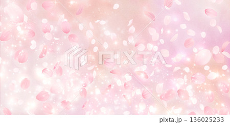 花びら舞い散る桜の背景素材 136025233