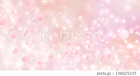 花びら舞い散る桜の背景素材 136025235