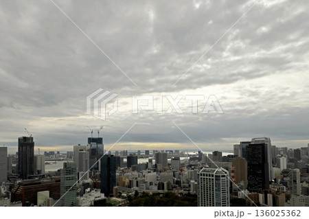 東京都市景観　東京湾に隣接する港区の全景 136025362