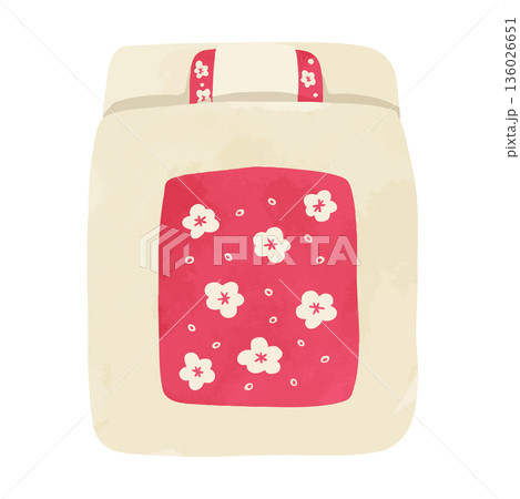梅の花柄の布団 水彩風ベクター手描きイラスト 梅の花柄の布団 水彩風ベクター手描きイラスト 136026651