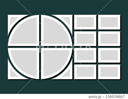 Template collage of twelve frames, images, photo 136026667