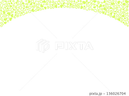 ハート柄の背景 黄緑系の3色 フチと単色 ハート 136026704