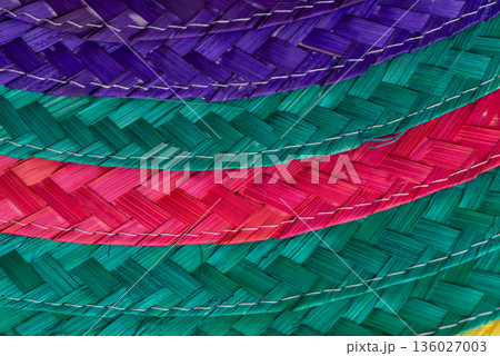 Colorful background of woven straw Colorful background of woven straw 136027003