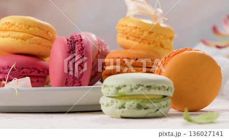 French sweet macarons 136027141