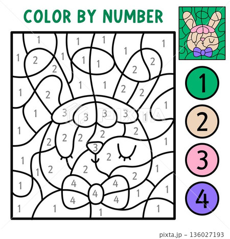 Vector Easter color by number activity with...のイラスト素材 [136027193] - PIXTA